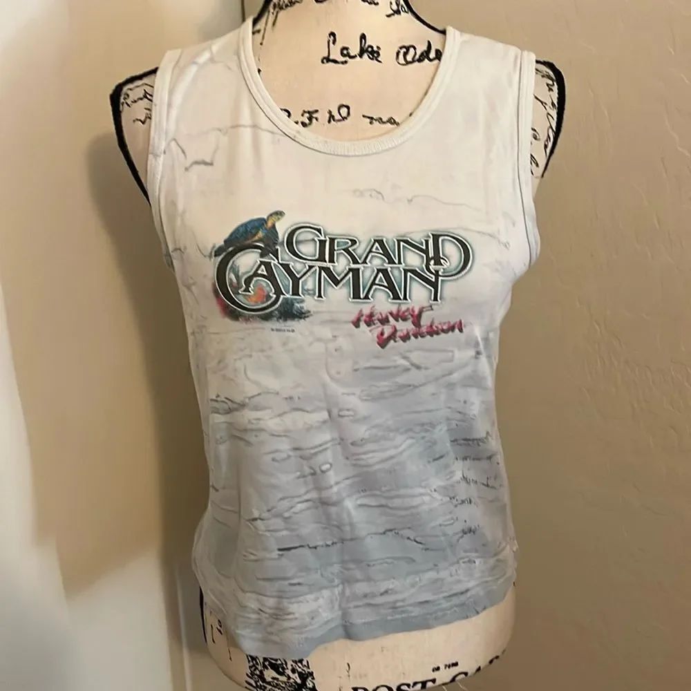 Vintage Harley Davidson Grand Cayman Graphic Sleeveless Top Casual